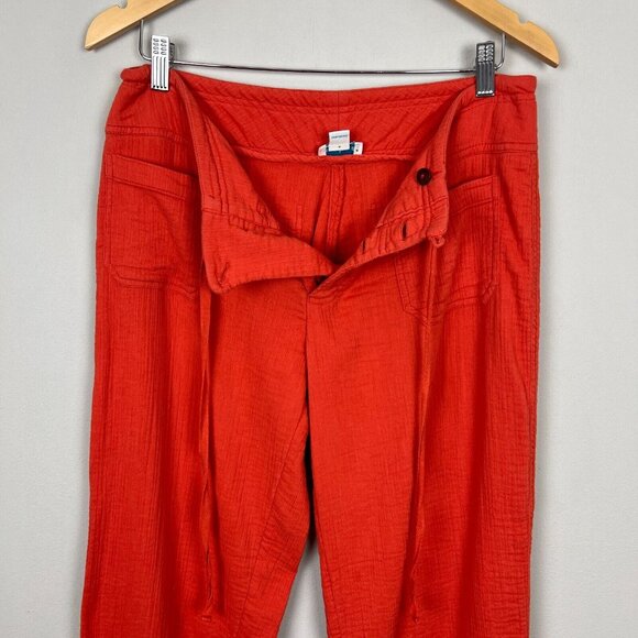 Sundance Pants Womens Small Orange Gauze Button Front Straight Leg Coastal Beach - Picture 4 of 16
